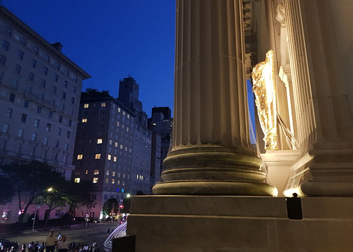 Gilt artwork at night